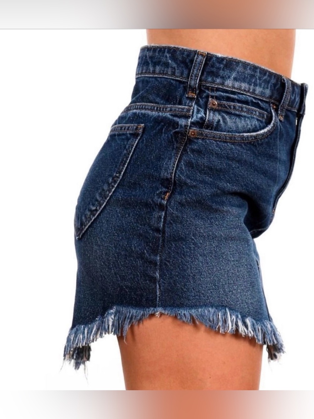 Free People Bailey Denim Mini Skirt Raw Hem Dark Wash NWT Size 30